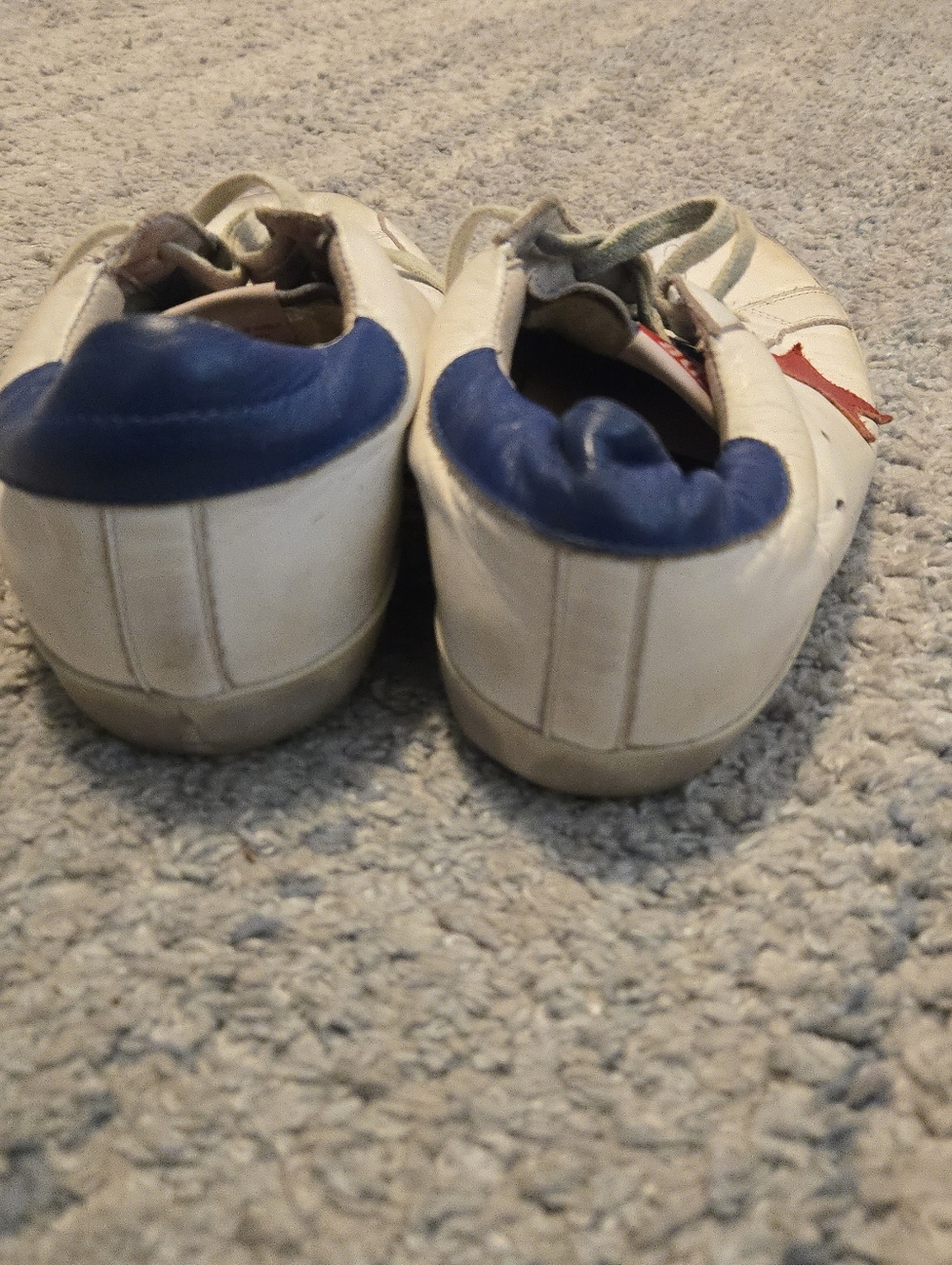 Golden Goose Super-Star Sneakers White Leather Red Star Blue Heel Tab EU 42.5 - Picture 4 of 15
